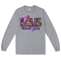 Heather Grey Love Mardi Gras with gnome Long Sleeve Tee - HowdyJamesFarm