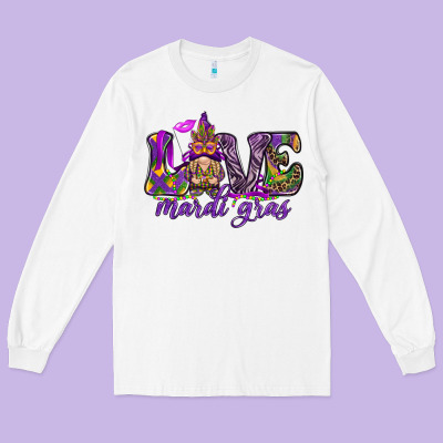 Love Mardi Gras With Gnome Long Sleeve Tee Designed By Howdyjamesfarm
