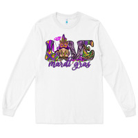 White Love Mardi Gras with gnome Long Sleeve Tee - HowdyJamesFarm