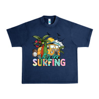 Navy Let's go surfing Urban Heavy Tee - NancyCooperArtShop