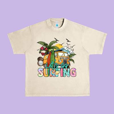 Let's Go Surfing Urban Heavy Tee Designed By Nancycooperartshop