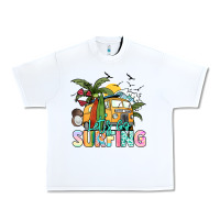 White Let's go surfing Urban Heavy Tee - NancyCooperArtShop