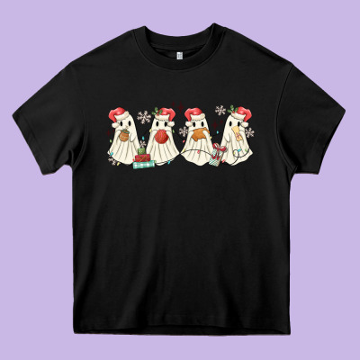 Pantasmas Mexican Christmas Ghosts Heavy Core Tee Designed By Maliassmallbusiness