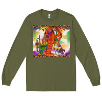 Army Green Mardi Gras Crawfish Tumbler Long Sleeve Tee - HowdyJamesFarm