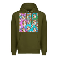 Army Green Easter Bunny With Truck Seamless Pattern Premium Hoodie - BundleAndBundleShop