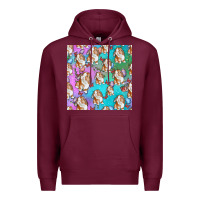 Burgundy Easter Bunny With Truck Seamless Pattern Premium Hoodie - BundleAndBundleShop