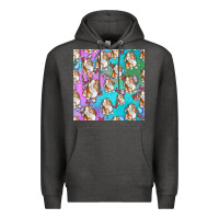 Charcoal Heather Easter Bunny With Truck Seamless Pattern Premium Hoodie - BundleAndBundleShop