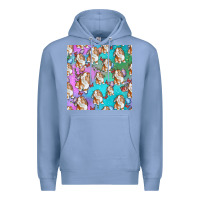 Colony Blue Easter Bunny With Truck Seamless Pattern Premium Hoodie - BundleAndBundleShop