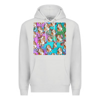 Dove Grey Easter Bunny With Truck Seamless Pattern Premium Hoodie - BundleAndBundleShop