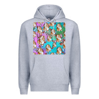 Heather Grey Easter Bunny With Truck Seamless Pattern Premium Hoodie - BundleAndBundleShop
