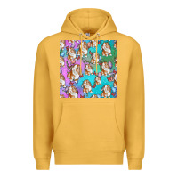 Mustard Easter Bunny With Truck Seamless Pattern Premium Hoodie - BundleAndBundleShop