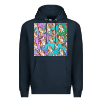 Navy Easter Bunny With Truck Seamless Pattern Premium Hoodie - BundleAndBundleShop