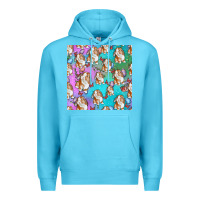 Ocean Blue Easter Bunny With Truck Seamless Pattern Premium Hoodie - BundleAndBundleShop