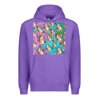 Purple Easter Bunny With Truck Seamless Pattern Premium Hoodie - BundleAndBundleShop