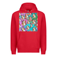 Red Easter Bunny With Truck Seamless Pattern Premium Hoodie - BundleAndBundleShop