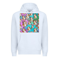 White Easter Bunny With Truck Seamless Pattern Premium Hoodie - BundleAndBundleShop