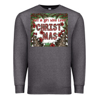 Charcoal Heather just a girl who loves christmas Premium Sweatshirt - CowhideDigitalArt