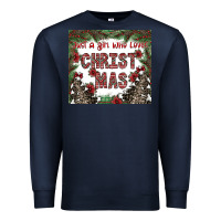Navy just a girl who loves christmas Premium Sweatshirt - CowhideDigitalArt