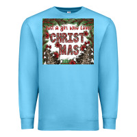 Ocean Blue just a girl who loves christmas Premium Sweatshirt - CowhideDigitalArt