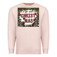 Pale Pink just a girl who loves christmas Premium Sweatshirt - CowhideDigitalArt