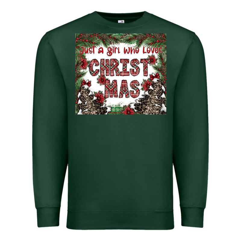 Just A Girl Who Loves Christmas Premium Sweatshirt by CowhideDigitalArt | Teevron