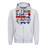 Heather Grey It's Hard To Beat A Person Who Never Gives Up Zipper Hoodie - BundleAndBundleShop
