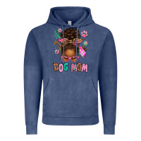 Vintage Denim Afro Messy Bun Dog Mom Vintage Hoodie - texasbilliewilder