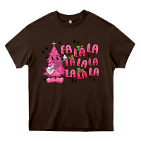Chocolate Brown pink christmas fa la la Heavy Core Tee - MaliasSmallBusiness