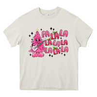 Cream pink christmas fa la la Heavy Core Tee - MaliasSmallBusiness