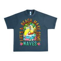 Midnight Navy Life's a beach make some waves Urban Heavy Tee - NancyCooperArtShop