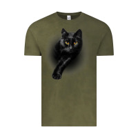 Vintage Olive Black Cat Yellow EyesCats Tee Shirt Gifts Vintage Tee - trangStudio