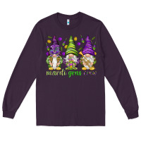 Plum Mardi Gras crew with gnomies Long Sleeve Tee - HowdyJamesFarm