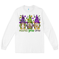 White Mardi Gras crew with gnomies Long Sleeve Tee - HowdyJamesFarm