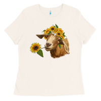 Bone goat with sunflower Ladies Tee - RanaPortraitStore