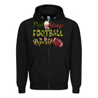 Black eat sleep football repeat Zipper Hoodie - BundleAndBundleShop