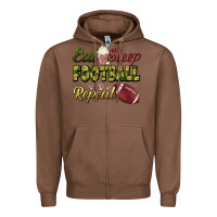 Chestnut eat sleep football repeat Zipper Hoodie - BundleAndBundleShop