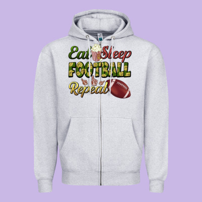 Eat Sleep Football Repeat Zipper Hoodie Designed By Bundleandbundleshop