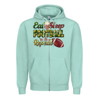 Seafoam eat sleep football repeat Zipper Hoodie - BundleAndBundleShop