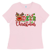Bubblegum Pink Deer Christmas reindeer Ladies Tee - NancyCooperArtShop