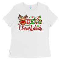 White Deer Christmas reindeer Ladies Tee - NancyCooperArtShop