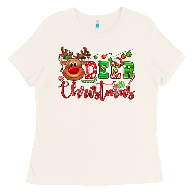 Deer Christmas Reindeer Ladies Tee by NancyCooperArtShop | Teevron