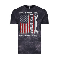 Cloud Black That_s What I Do I Fix Stuff And I Know Things American Flag Vintage Tee - trangStudio