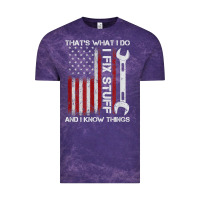 Cloud Purple That_s What I Do I Fix Stuff And I Know Things American Flag Vintage Tee - trangStudio
