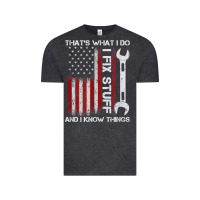 Vintage Black That_s What I Do I Fix Stuff And I Know Things American Flag Vintage Tee - trangStudio