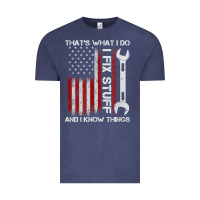 Vintage Denim That_s What I Do I Fix Stuff And I Know Things American Flag Vintage Tee - trangStudio