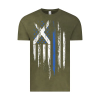 Vintage Olive Scottish American Flag Combo Scotland USA Saltire Gift Vintage Tee - trangStudio