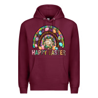Burgundy Happy Easter Rainbow Premium Hoodie - BundleAndBundleShop
