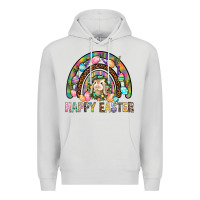 Dove Grey Happy Easter Rainbow Premium Hoodie - BundleAndBundleShop