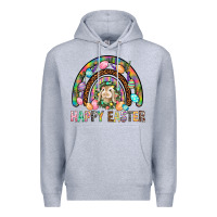 Heather Grey Happy Easter Rainbow Premium Hoodie - BundleAndBundleShop