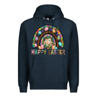 Navy Happy Easter Rainbow Premium Hoodie - BundleAndBundleShop